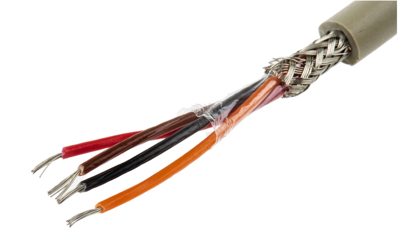 Cable de datos apantallado Alpha Wire ProTekt de 4 conductores, 0.23 mm², 24 AWG, long. 50m, Ø ext. 4.98mm, funda de