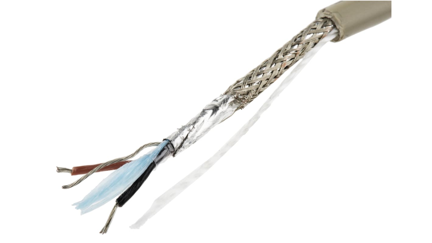 Alpha Wire Pro-Tekt Datenkabel 0,56 mm² Ø 5.97mm Folie Schirmung PVC isoliert Mehrleiter Grau