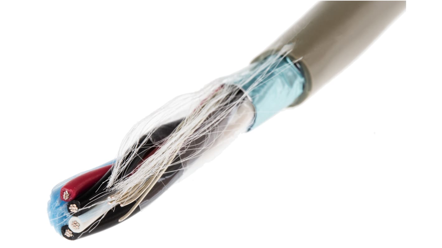 Alpha Wire Twisted Pair Data Cable, 2 Pairs, 0.09 mm², 4 Cores, 28 AWG, Screened, 50m, Grey Sheath