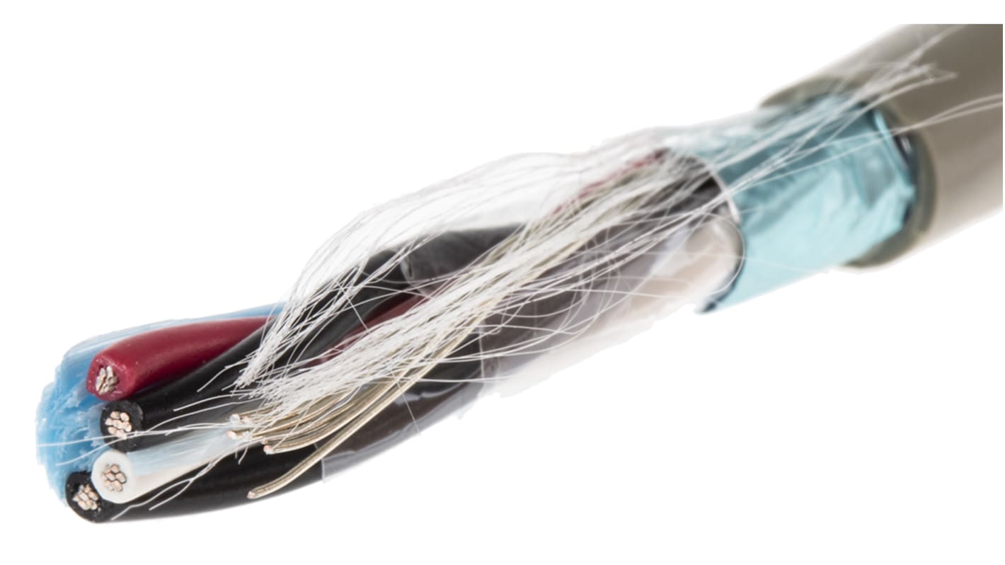 Alpha Wire Twisted Pair Data Cable, 2 Pairs, 0.14 mm², 4 Cores, 26 AWG, Screened, 50m, Grey Sheath