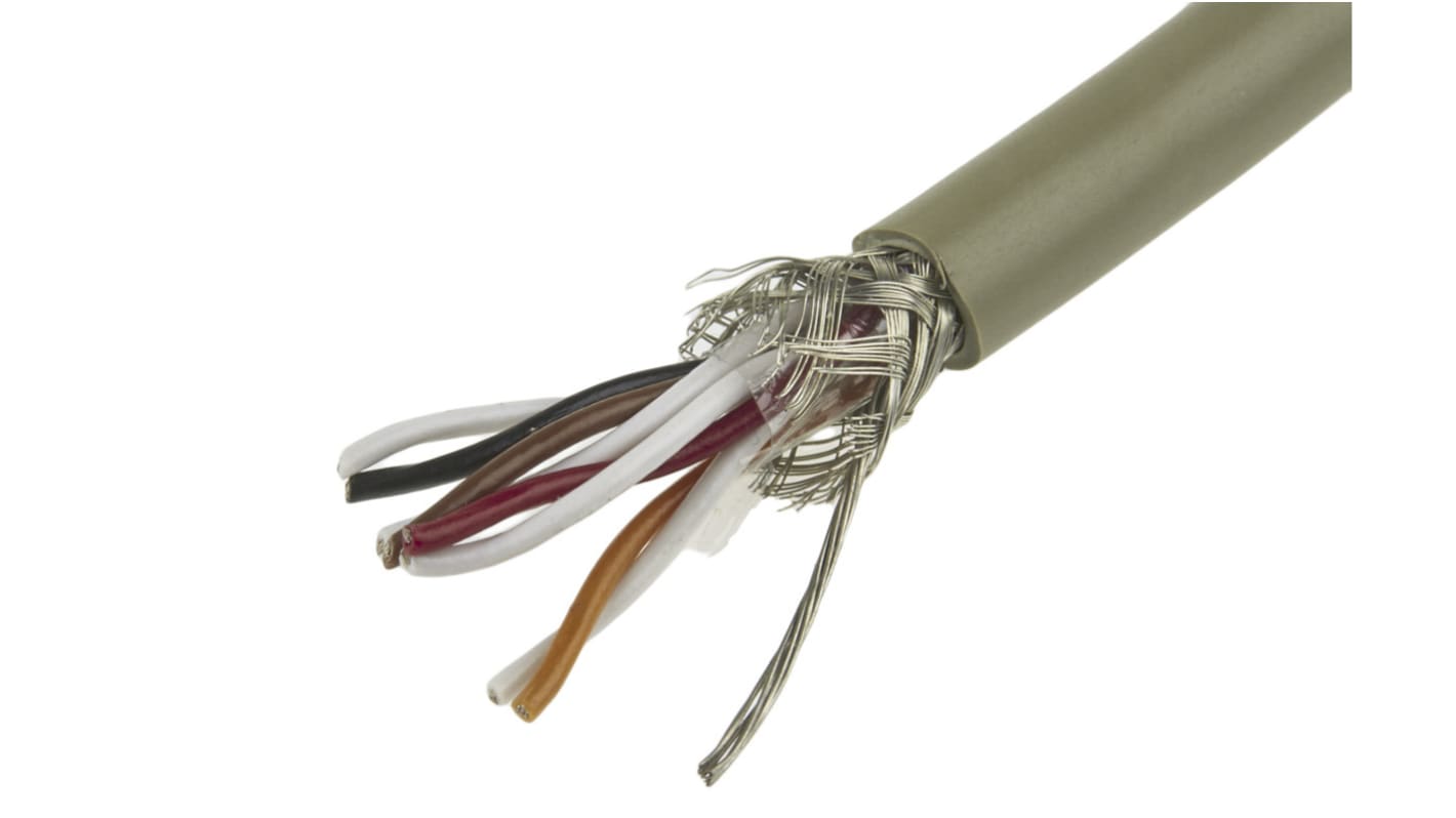 Alpha Wire Twisted Pair Data Cable, 4 Pairs, 0.23 mm², 8 Cores, 24 AWG, Screened, 50m, Grey Sheath