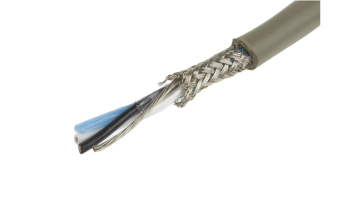 Alpha Wire Twisted Pair Data Cable, 1 Pairs, 0.35 mm², 2 Cores, 22 AWG, Screened, 50m, Grey Sheath