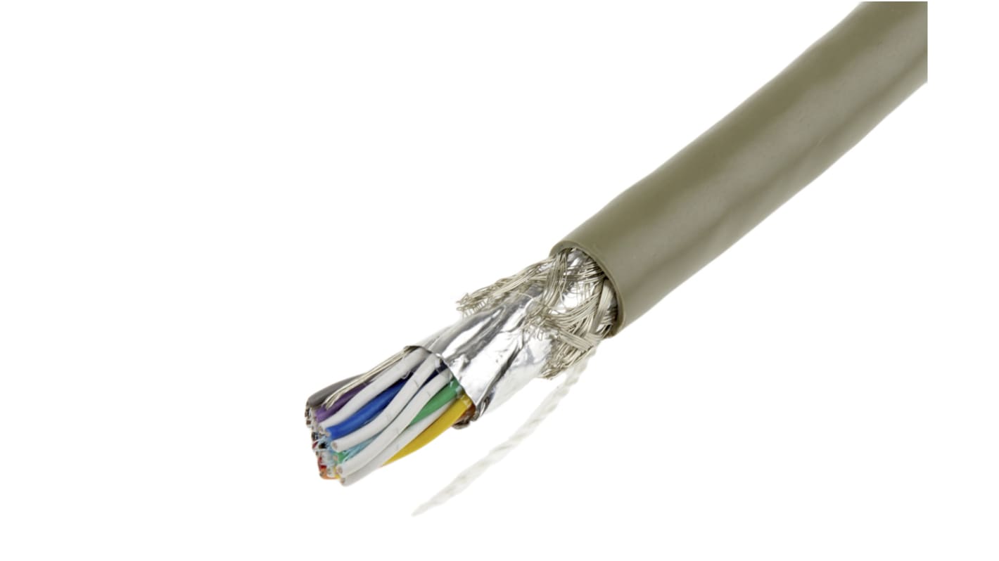 Cable de datos apantallado Alpha Wire ProTekt de 22 conductores, 11 pares, 0.23 mm², 24 AWG, long. 50m, Ø ext. 9.75mm,