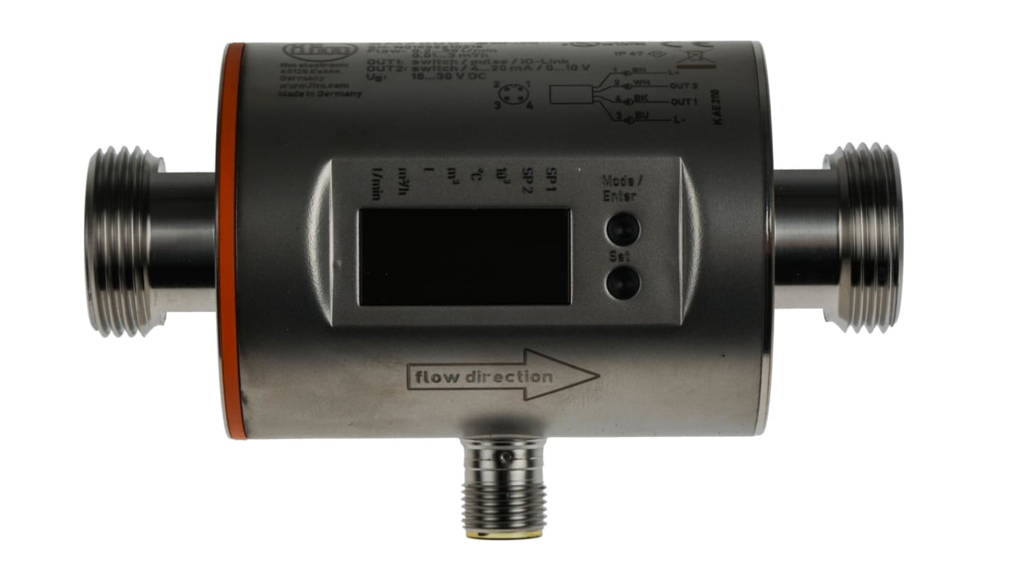 ifm electronic Magnetický indukčníPrůtokoměr, 0.2 L/min → 50 L/min max. tlak 16bar