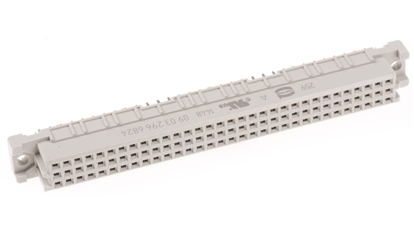 HARTING C2 DIN 41612-Steckverbinder Buchse Gerade, 96-polig / 3-reihig, Raster 2.54mm Lötanschluss Durchsteckmontage