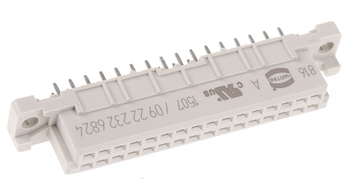 Connecteur DIN 41612 Harting série 09 22, 32 contacts Femelle, Droit sur 2 rangs, entraxe 2.54mm