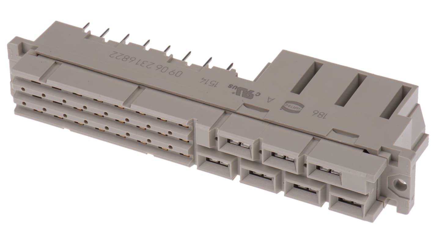 Harting 09 06 C2 DIN 41612-Steckverbinder Buchse Gerade, 24 + 7-polig / 2/3-reihig, Raster 3.81 mm, 5.08 mm, 6.5 mm,