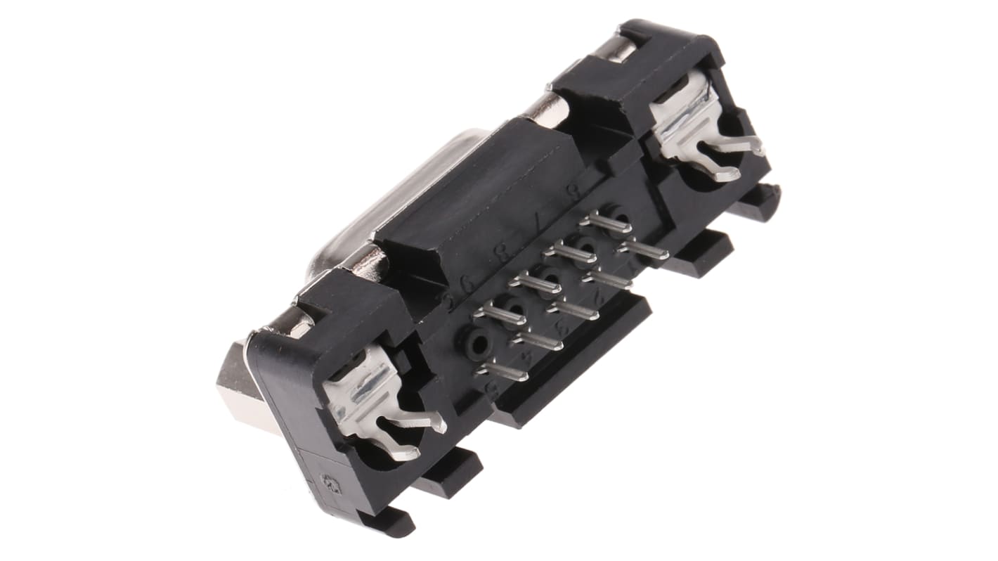 Conector D-sub Harting, Serie D-Sub Standard, paso 2.74mm, Recto, Montaje en orificio pasante, Hembra, Terminación