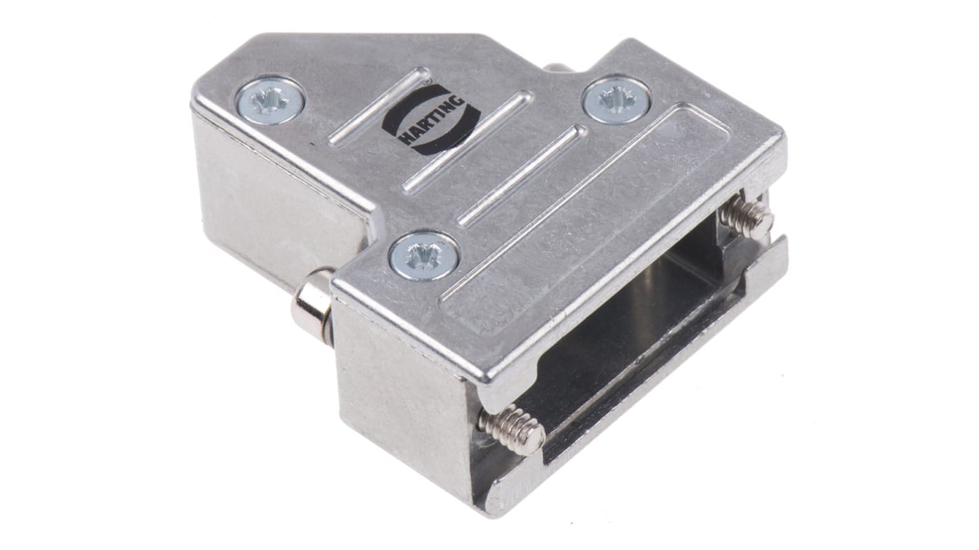 Capot Sub-D Harting série D-sub, 9 contacts, en Métal boîtier E Angle droit