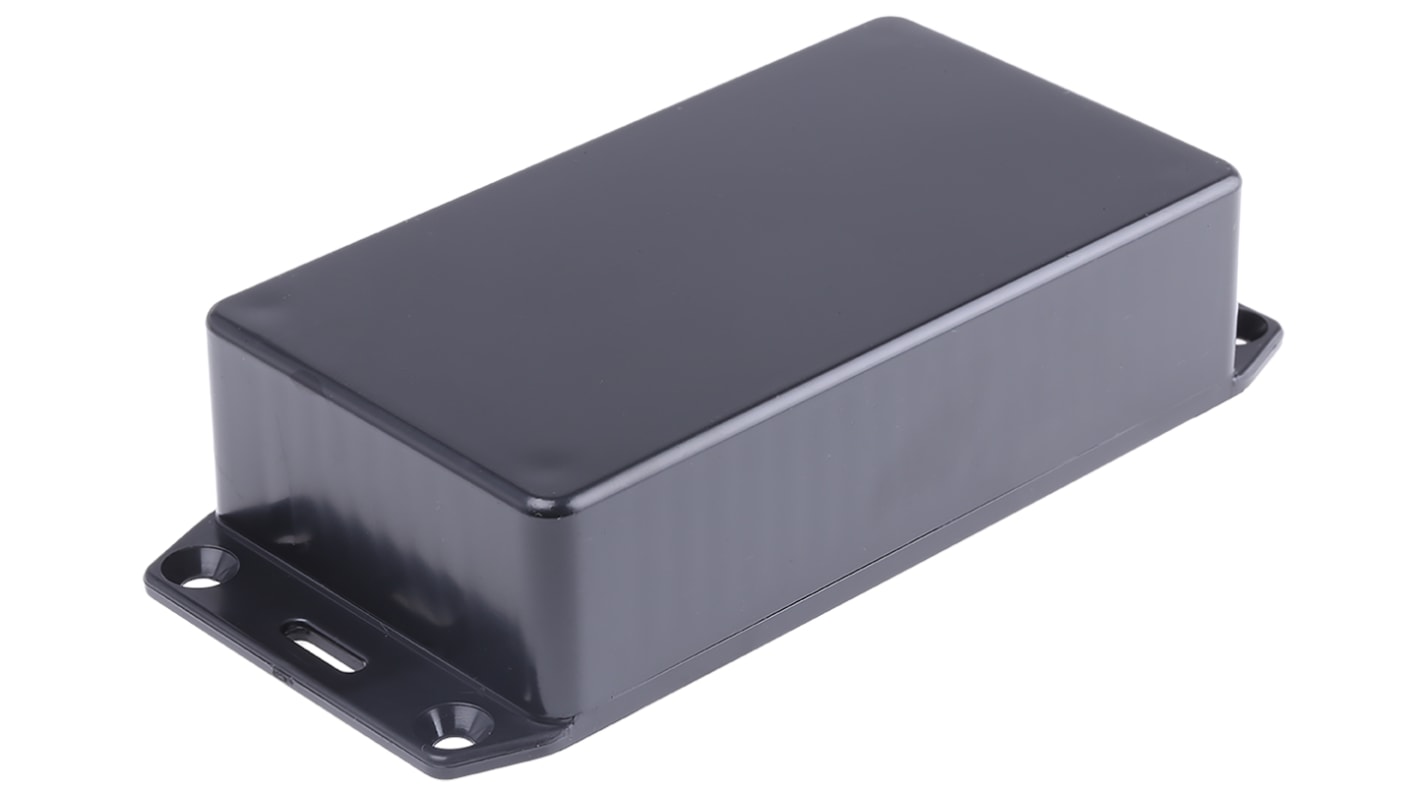 Hammond 1591 Series Black ABS Enclosure, IP54, Flanged, Black Lid, 112 x 62 x 27mm