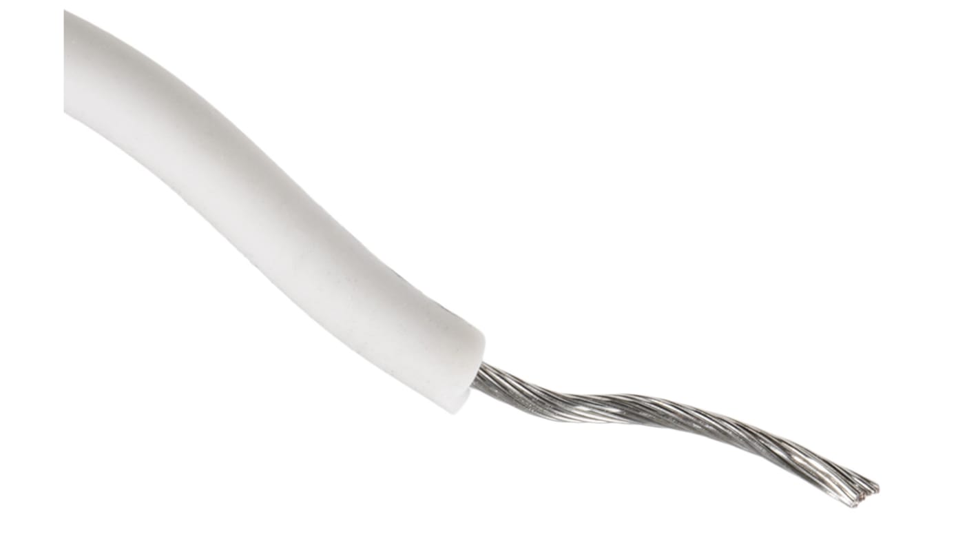 Alpha Wire Hook-up Wire Silicone Series White 0.75 mm² Hook Up Wire, 18 AWG, 16/0.25 mm, 30m, Silicone Rubber Insulation