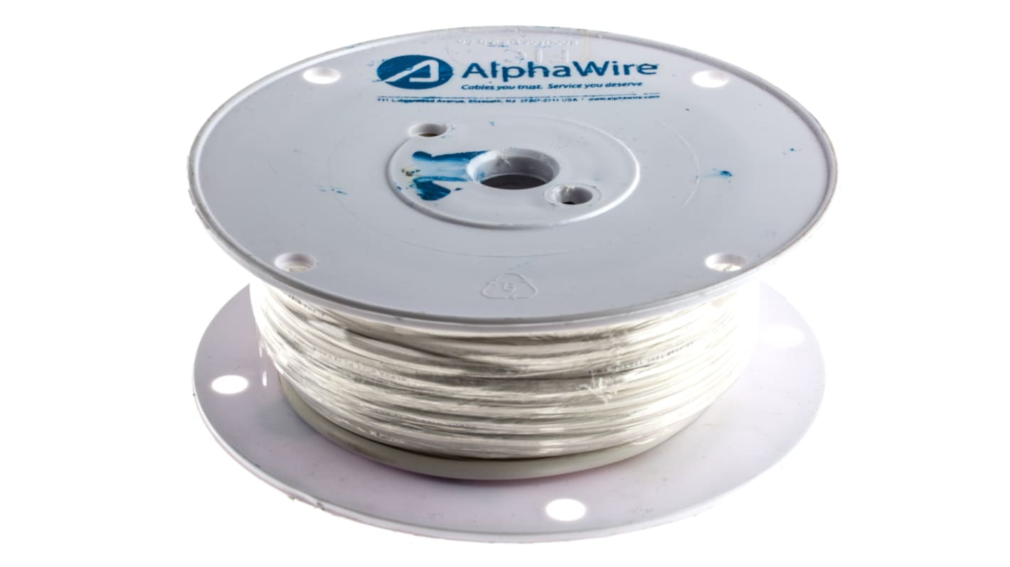 Alpha Wire Hook-up Wire Silicone Series White 3.3 mm² Hook Up Wire, 12 AWG, 65/0.25 mm, 30m, Silicone Rubber Insulation