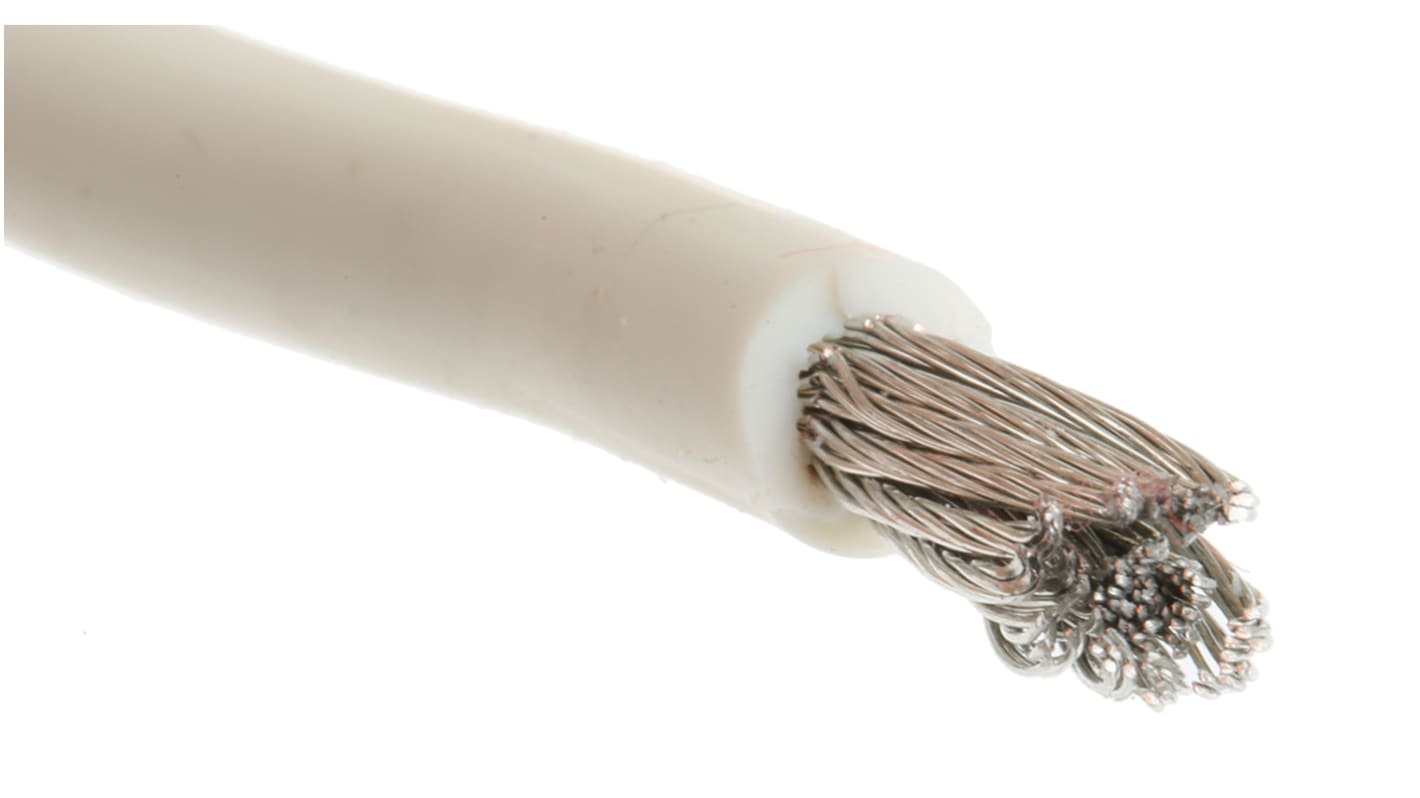 Alpha Wire Einzeladerleitung 8,4 mm², 8 AWG 30m Weiß Silikongummi isoliert Ø 6.58mm 133/0,28 mm Litzen UL3239