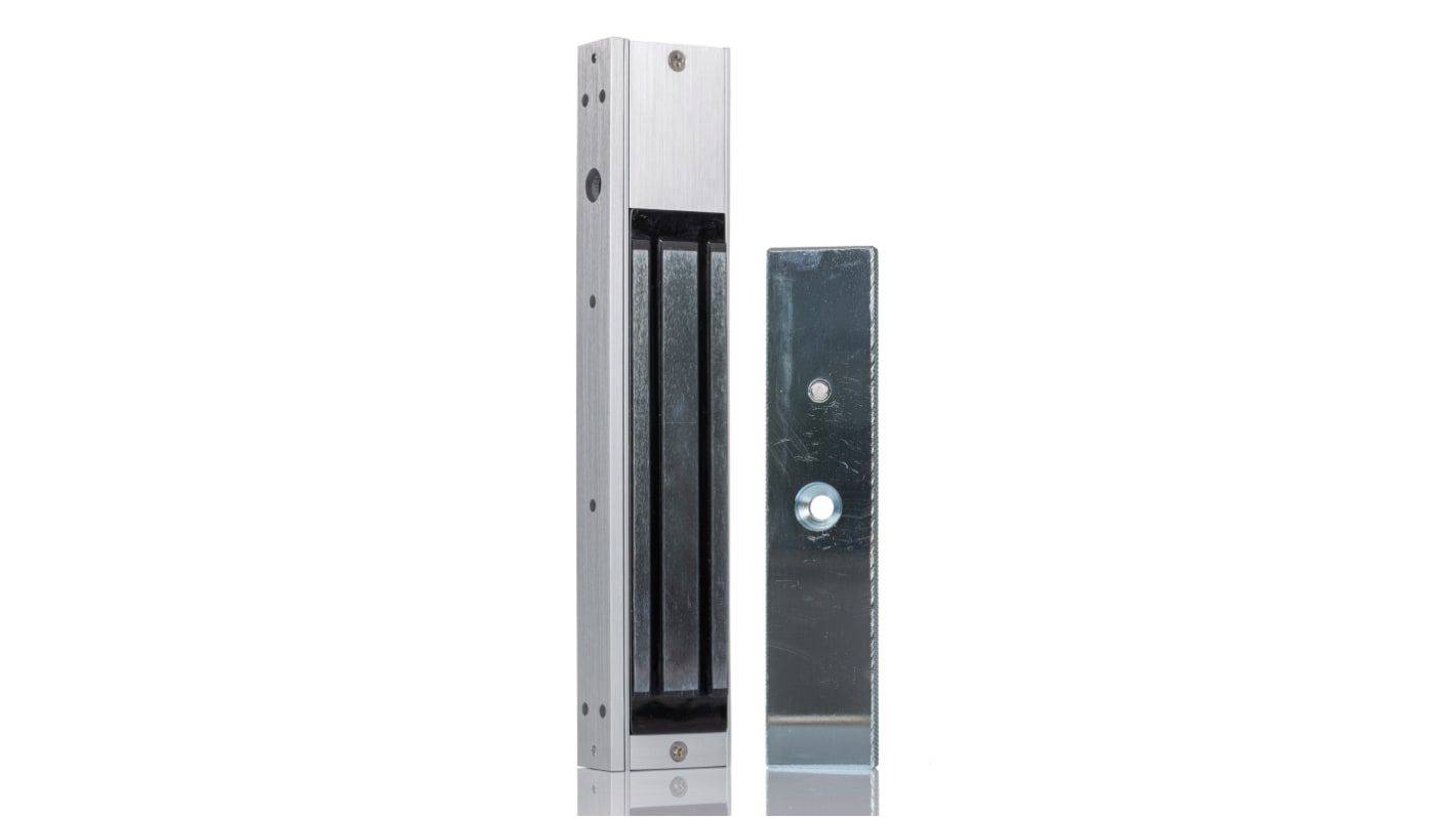 Imán de puerta de control de acceso RS PRO, alimentación 12 V dc, 24 V dc, fuerza de retención 600lb, long. 250mm,