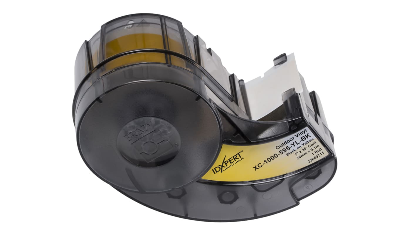 Brady Black on Yellow Label Printer Tape, 9.1 m Length, 25.4 mm Width