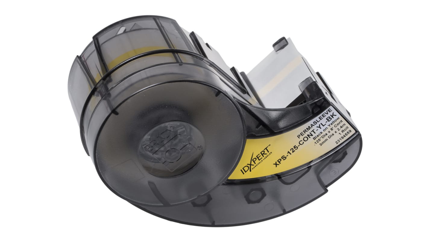 Brady B-342 PermaSleeve on Yellow Label Printer Tape, 2.45 m Length, 5.9 mm Width