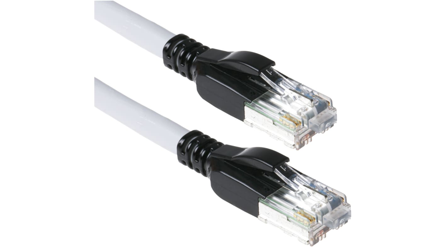 Cable Ethernet Cat7 STP Bel-Stewart de color Gris, long. 2m, Libre de halógenos y bajo nivel de humo (LSZH)