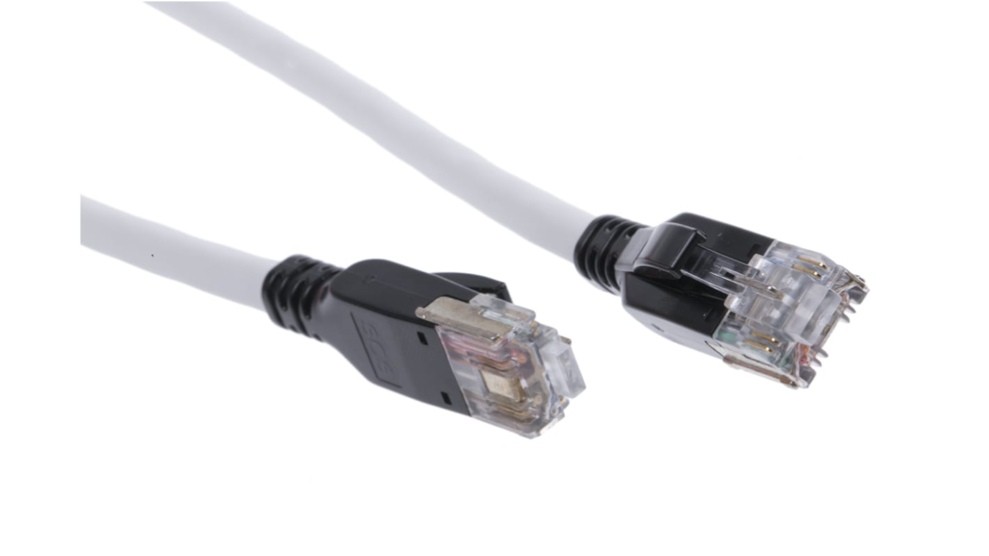 Cable Ethernet Cat7 STP Bel-Stewart de color Gris, long. 5m, Libre de halógenos y bajo nivel de humo (LSZH)