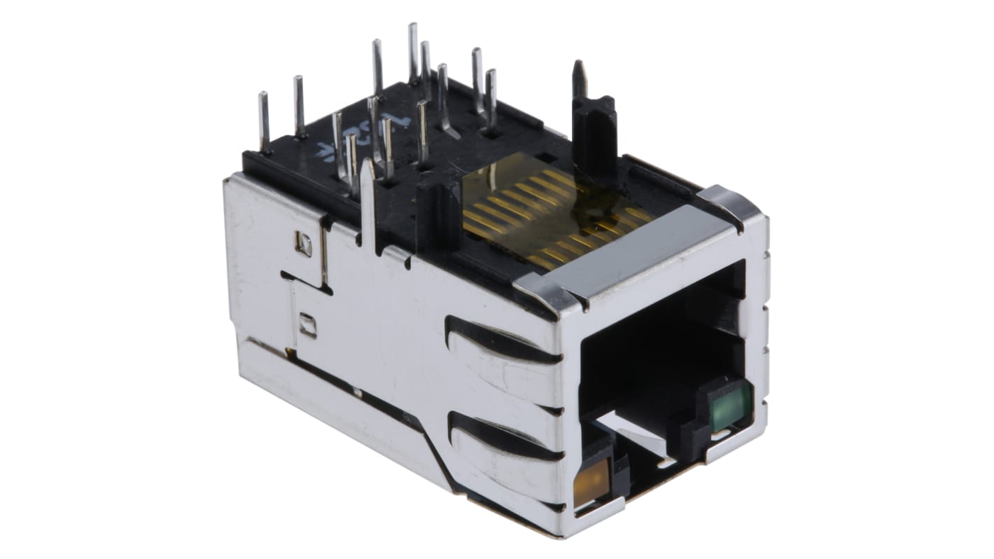 Conector RJ45 Hembra Bel-Stewart serie MagJack, de 8P4C vías, apantallamiento STP