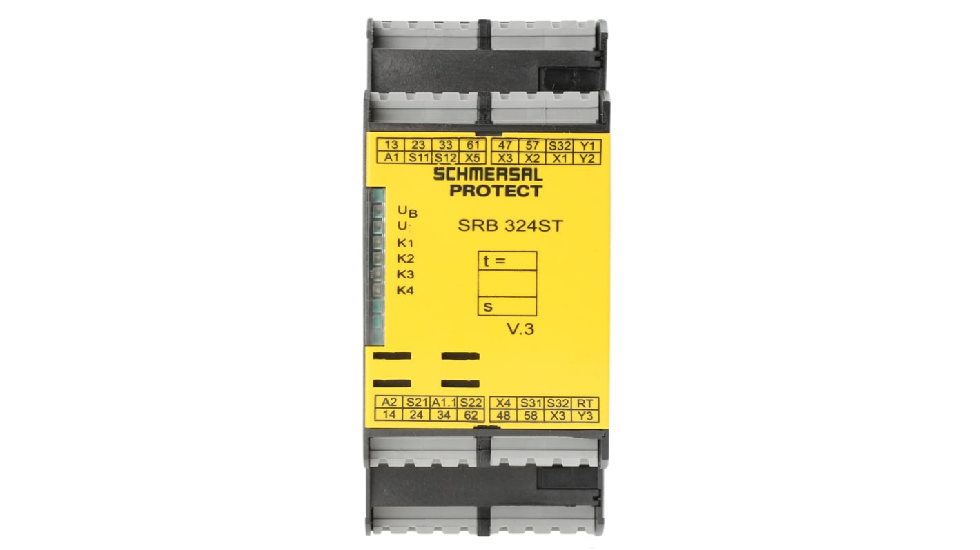 Relé de seguridad Schmersal PROTECT SRB 324ST de 1, 2 canales, para Haz de luz/cortina, Interruptor de