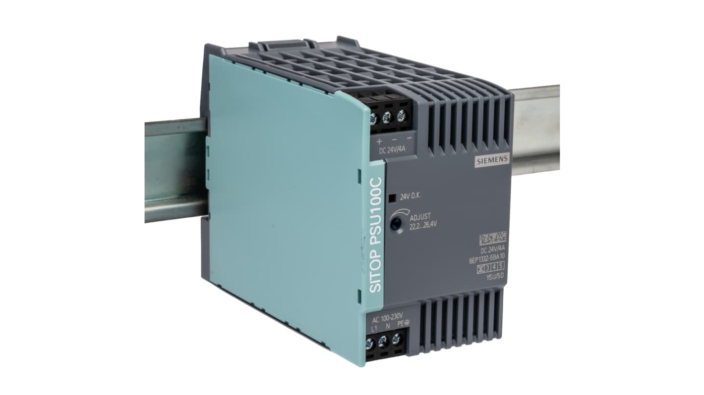 Siemens SITOP PSU100C Switched Mode DIN Rail Power Supply, 100 → 230 V ac / 110 → 300V dc ac, dc Input,