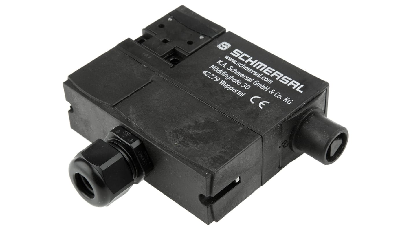 Interruptor de bloqueo por solenoide Schmersal AZM 170, 24V ac/dc, 2 NC, cont. aux. 2NA, Alimentar para desbloquear,