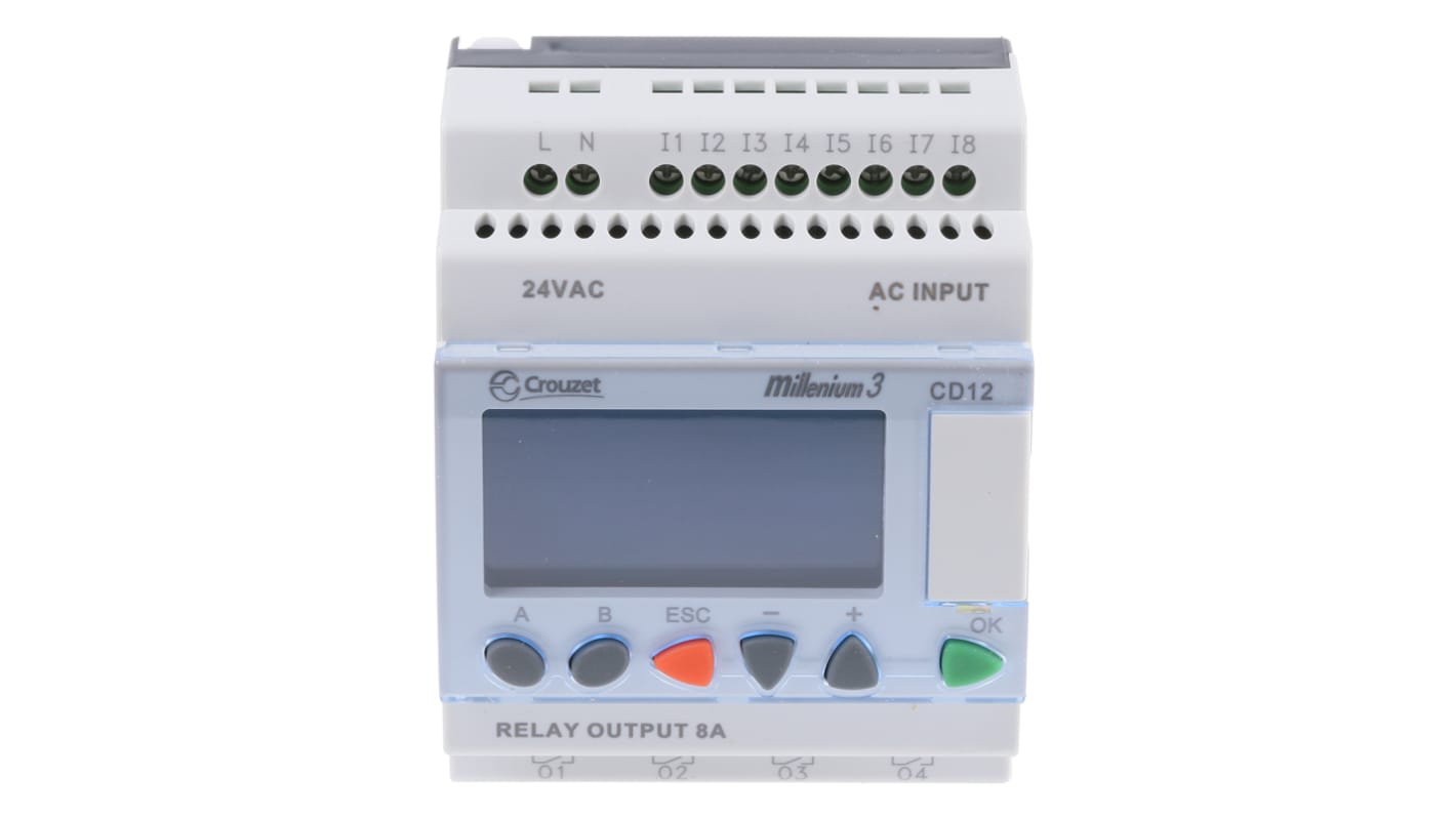 Crouzet Millenium 3 Series Logic Module, 24 V ac Supply, Relay Output, 8-Input, Digital Input