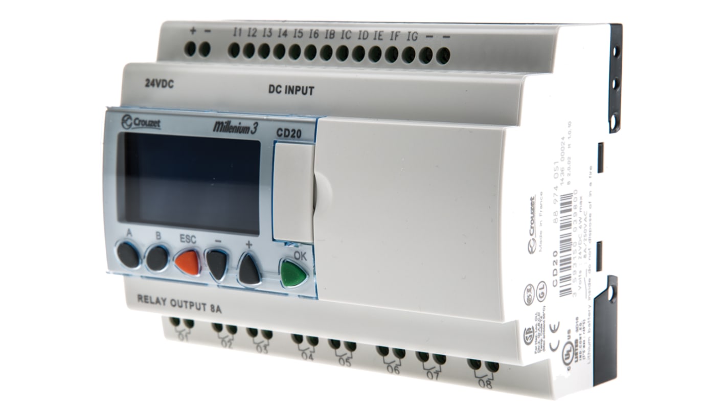 Crouzet logikai modul Millenium 3, kapacitás: 368 bit, DIN-sín, 24 V DC