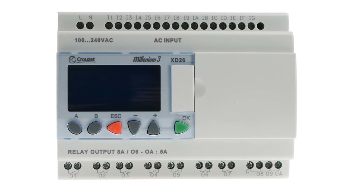 Crouzet Millenium 3 Series Logic Module, 230 V ac Supply, Relay Output, 16-Input, Digital Input