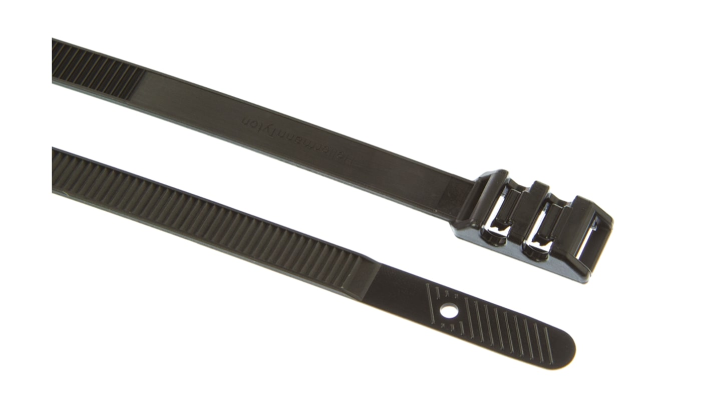 HellermannTyton Cable Tie, 355mm x 9 mm, Black PA 11, Pk-100
