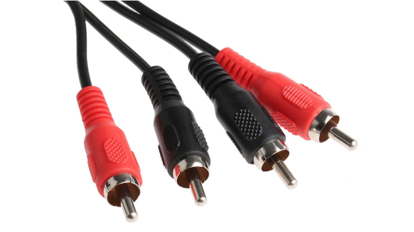 RS PRO Male RCA x 2 to Male RCA x 2 Aux Cable, Black, 1m | RS