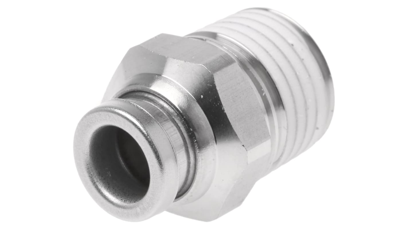 SMC KQG2 Series Straight Threaded Adaptor, R 1/4 Male to Push In 6 mm, Threaded-to-Tube Connection Style