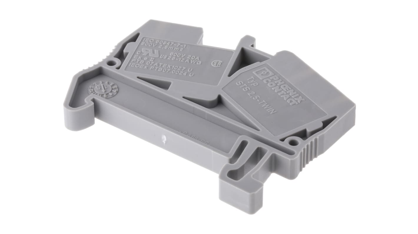 Phoenix Contact STS 2.5-TWIN Series Grey DIN Rail Terminal Block, 0.08 → 4mm², Single-Level, Spring Clamp