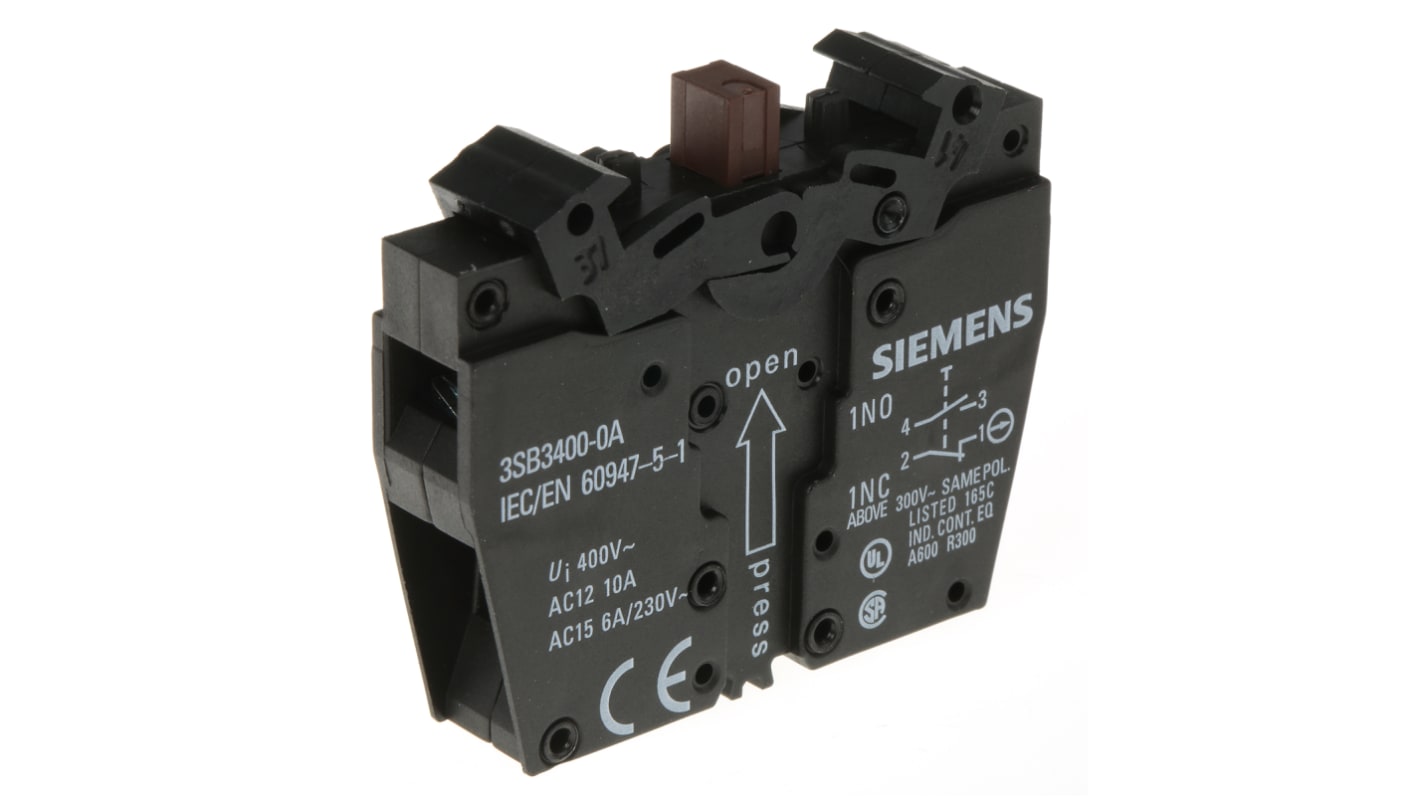 Bloque de contactos Siemens 3SB3400-0A, 1 NA + 1 NC, terminal Roscado