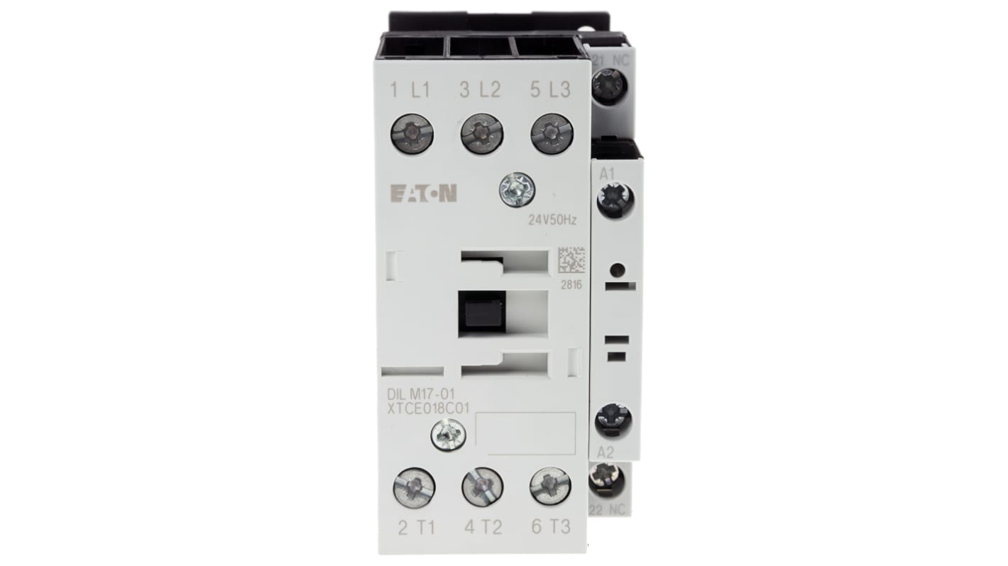 Eaton Contactor, 24 V ac Coil, 3-Pole, 17 A, 7.5 kW, 3NO, 400 V ac