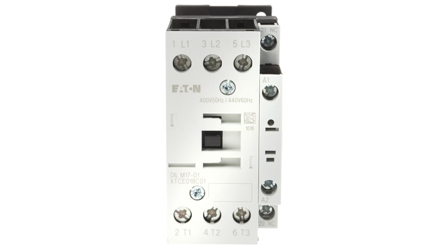 Eaton Contactor, 400 V ac Coil, 3-Pole, 17 A, 7.5 kW, 3NO, 400 V ac