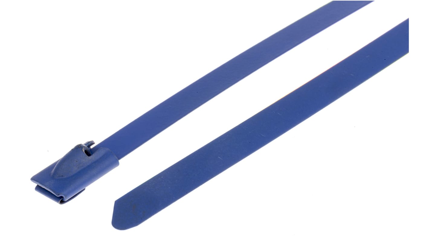 Fascette fermacavi RS PRO in Acciaio INOX rivestito in poliestere, 360mm x 7,9 mm, col. Blu