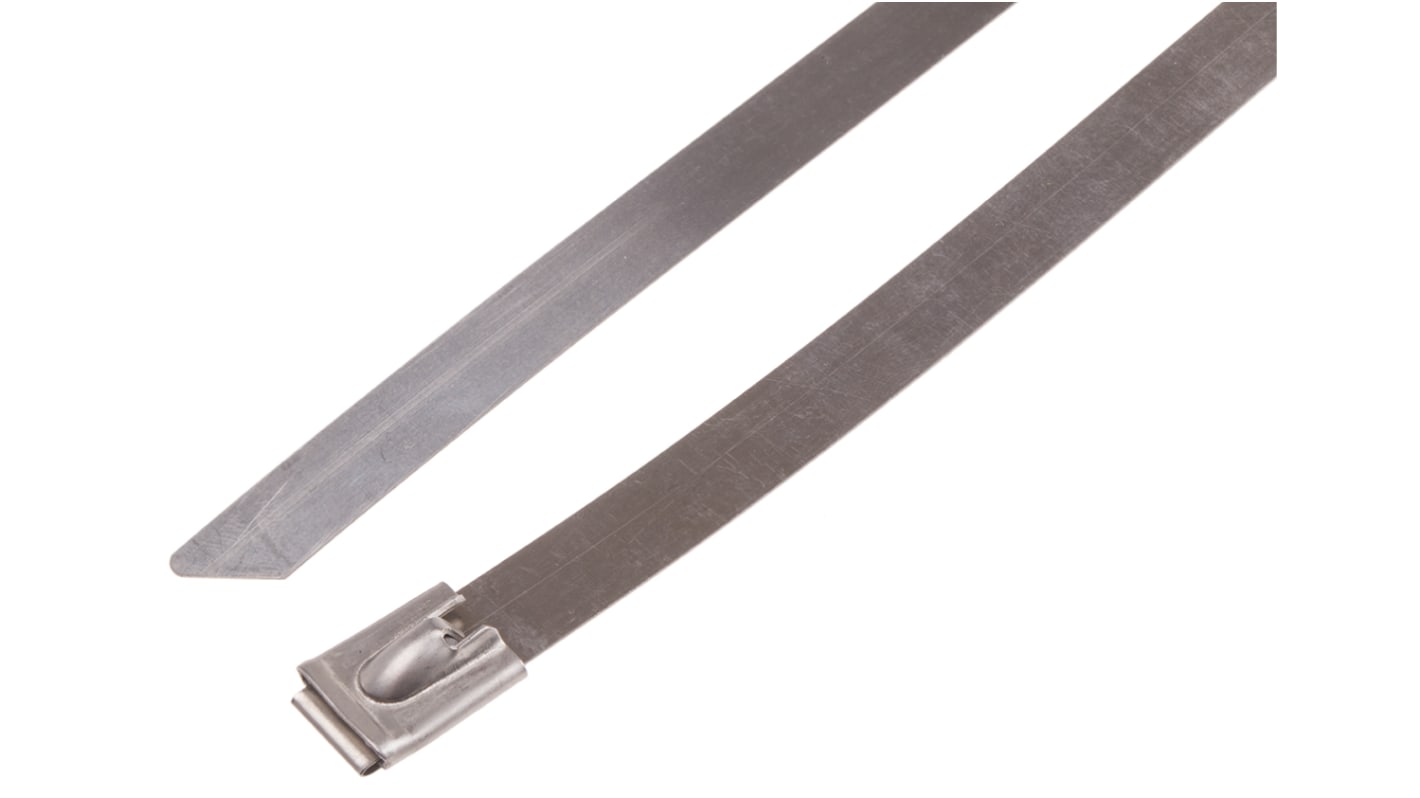 RS PRO Cable Tie, Roller Ball, 920mm x 12 mm, Metallic 316 Stainless Steel, Pk-100