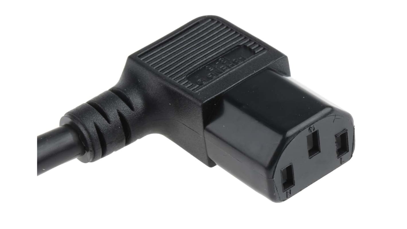 Cable de alimentación RS PRO Negro de 2m, con. A IEC C13, hembra, con. B Sin terminación, 250 V / 10 A
