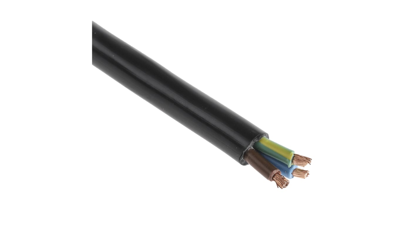 RS PRO Netzkabel, 3-adrig Typ YGZ Schwarz x 1,5 mm² /Ø 9.2mm 20 A, 25m, 450 V, Silikon