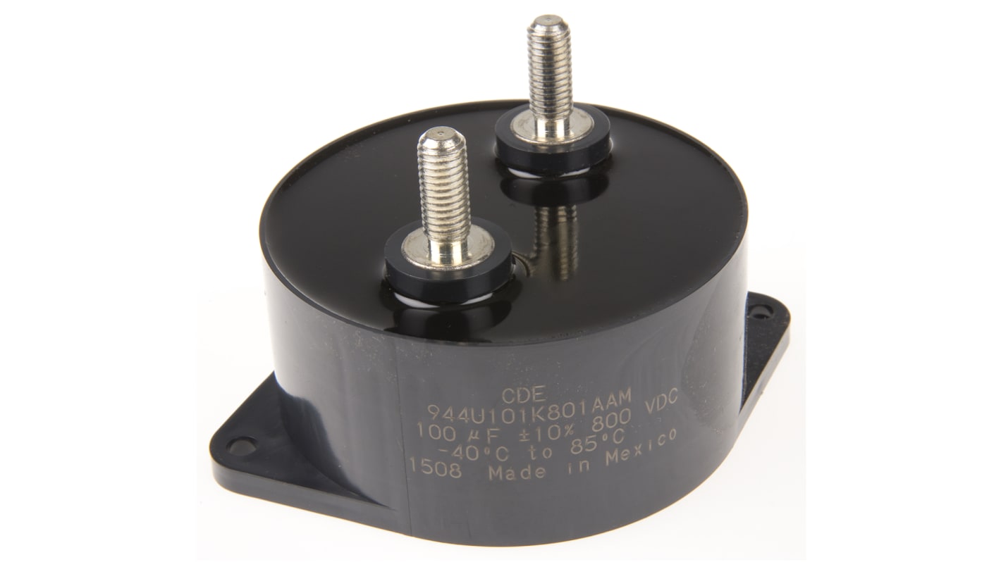 Fóliový kondenzátor, řada: 944U 100μF ±10% 800V dc, Montáž šroubem Cornell-Dubilier