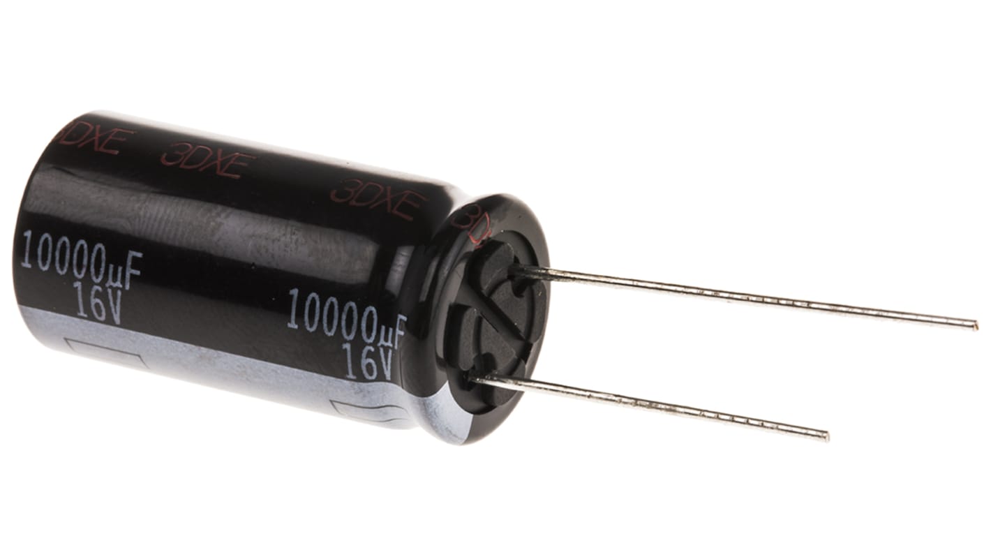 Panasonic 10000μF Aluminium Electrolytic Capacitor 16V dc, Radial, Through Hole - EEUHD1C103