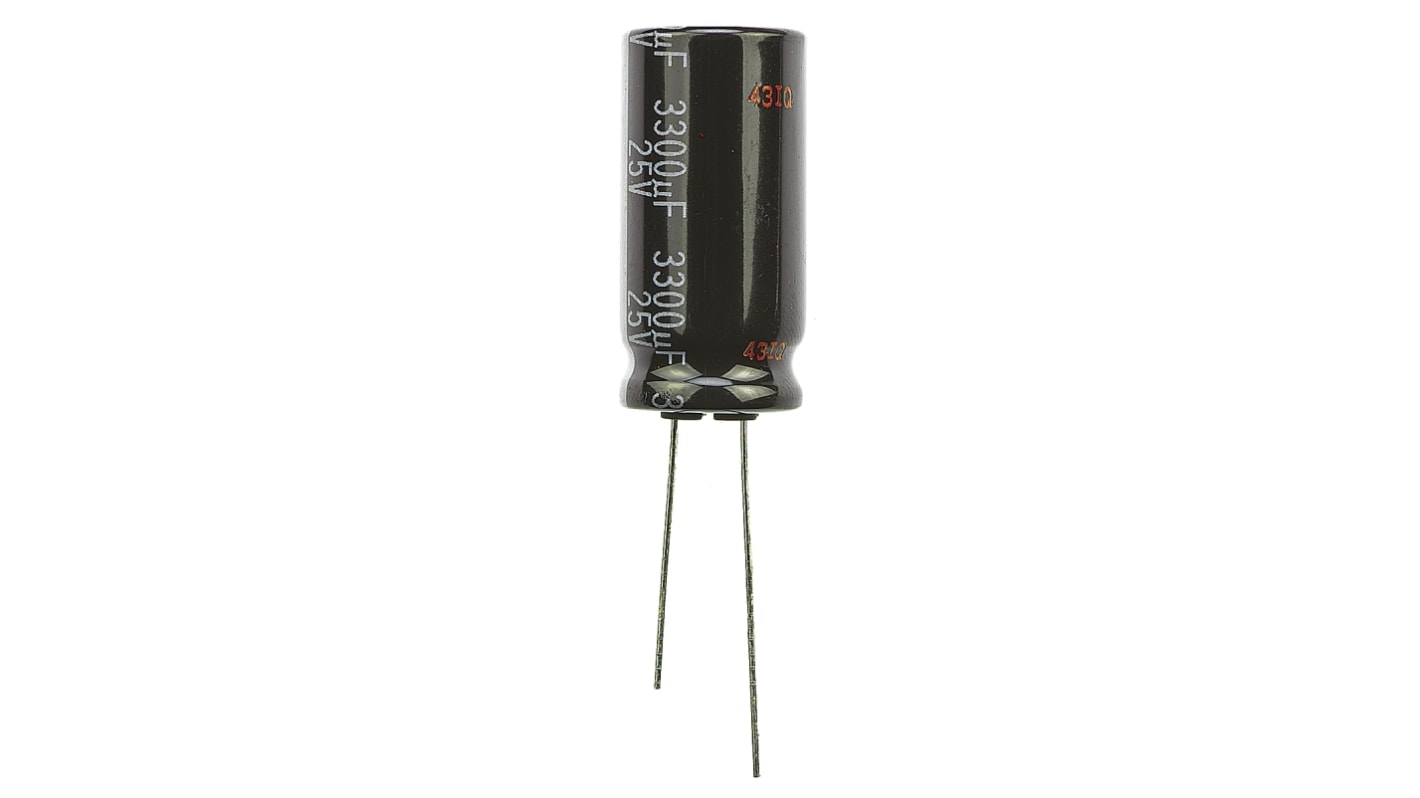 Panasonic 3300μF Aluminium Electrolytic Capacitor 25V dc, Radial, Through Hole - EEUHD1E332