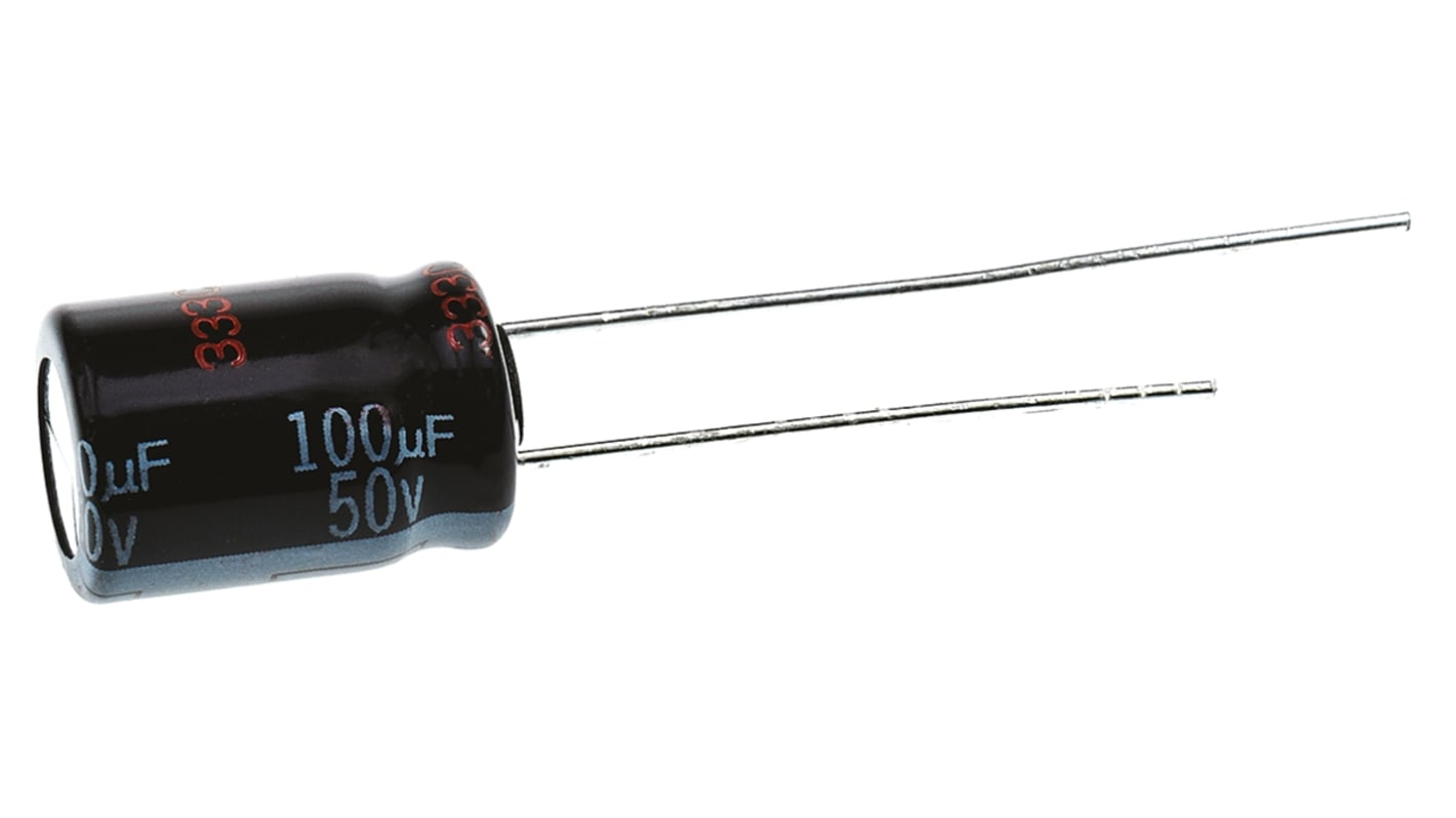 Panasonic 100μF Aluminium Electrolytic Capacitor 50V dc, Radial, Through Hole - EEUHD1H101