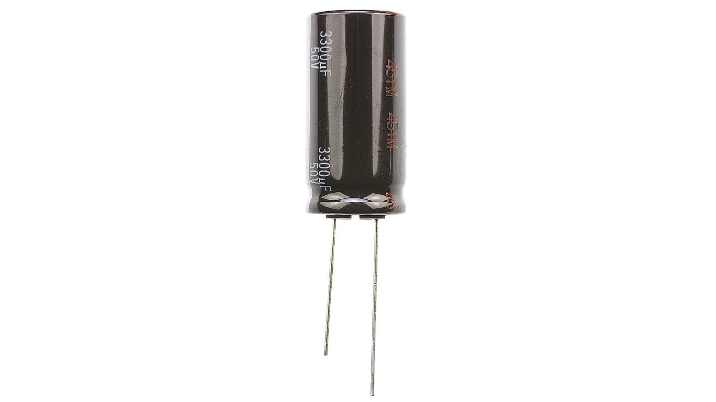 Panasonic HD, THT Aluminium-Elektrolyt Kondensator 3300μF ±20% / 50V dc, Ø 18mm x 35.5mm, bis 105°C