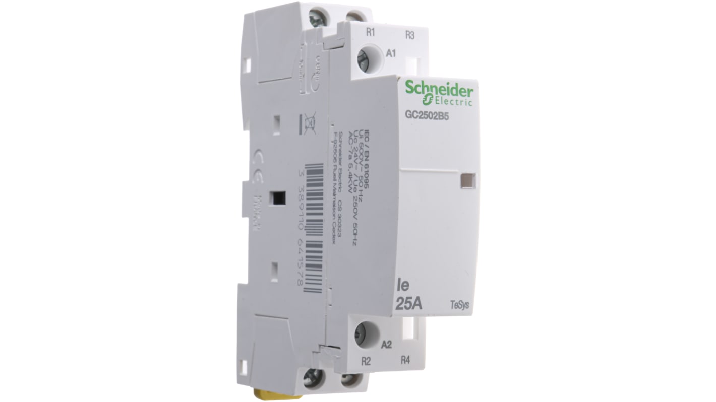 Schneider Electric GC25 Series Contactor, 24 V ac Coil, 2-Pole, 25 A, 2NC, 250 V ac