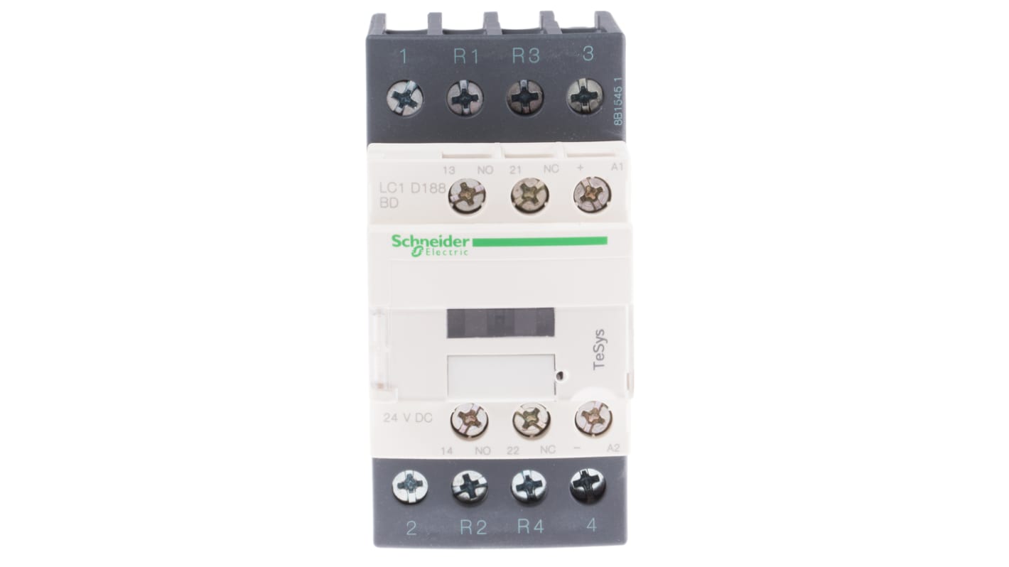 Schneider Electric TeSys D LC1D Contactor, 24 V dc Coil, 4-Pole, 32 A, 2NO + 2NC, 690 V ac/dc