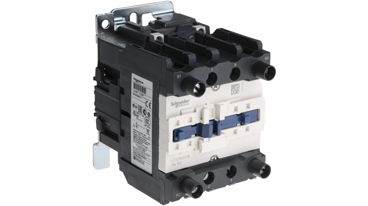 Contactor Schneider Electric TeSys D LC1D de 4 polos, 2 NA + 2 NC, 60 A, bobina 48 Vac