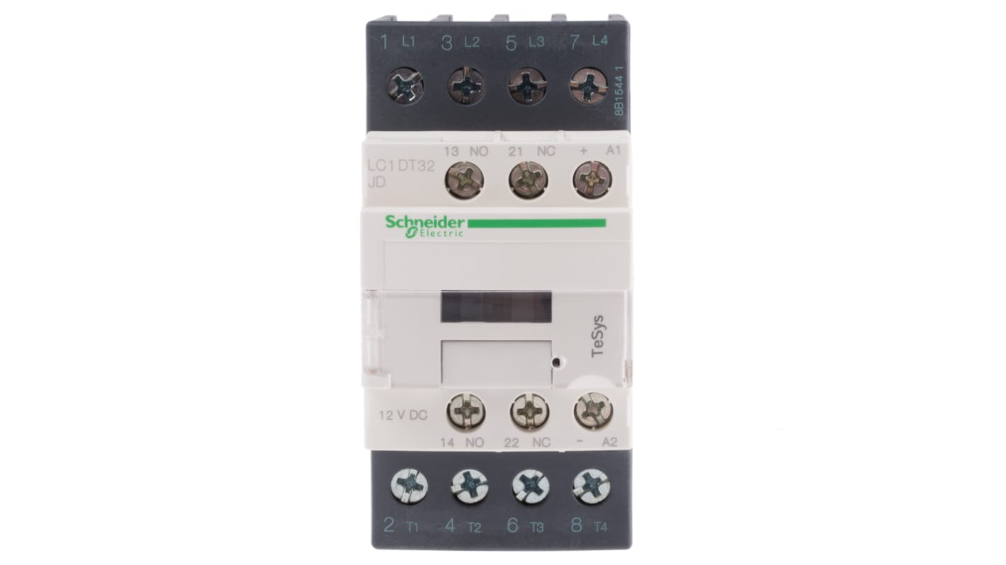 Schneider Electric LC1D Series Contactor, 12 V dc Coil, 4-Pole, 32 A, 4NO, 690 V ac/dc