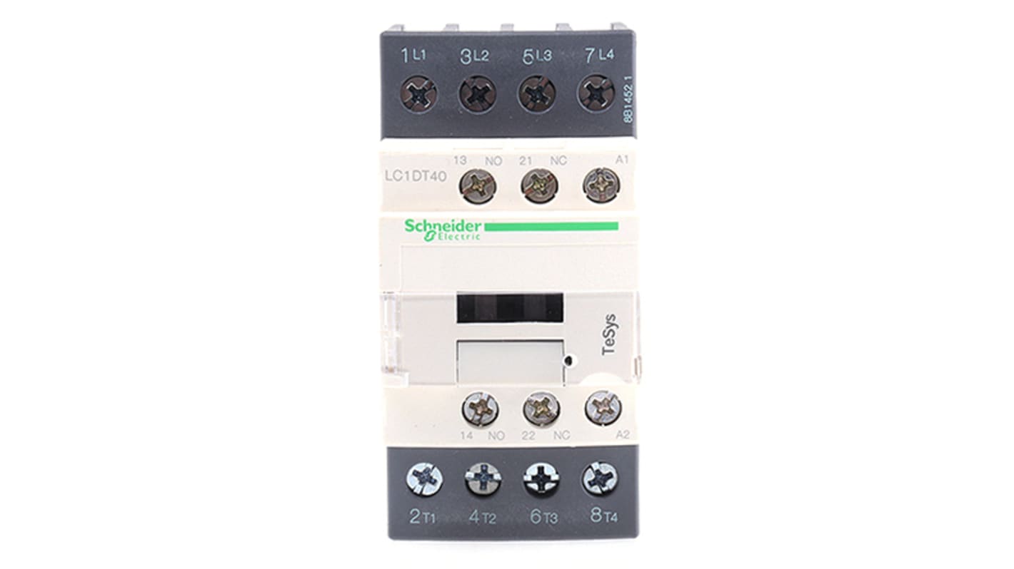 Schneider Electric LC1D Series Contactor, 220 V ac Coil, 4-Pole, 40 A, 4NO, 690 V ac/dc